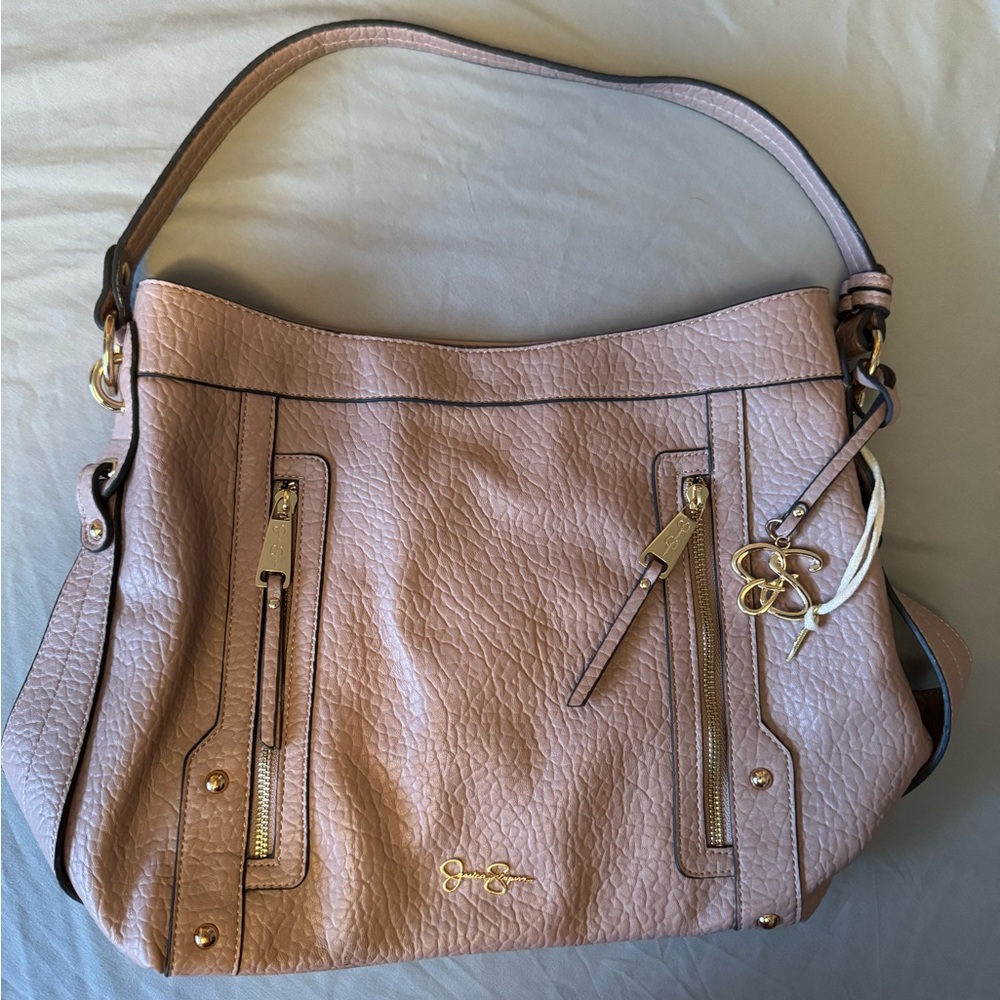 Jessica Simpson Dusty Rose Pebbled Leather Shoulder Bag